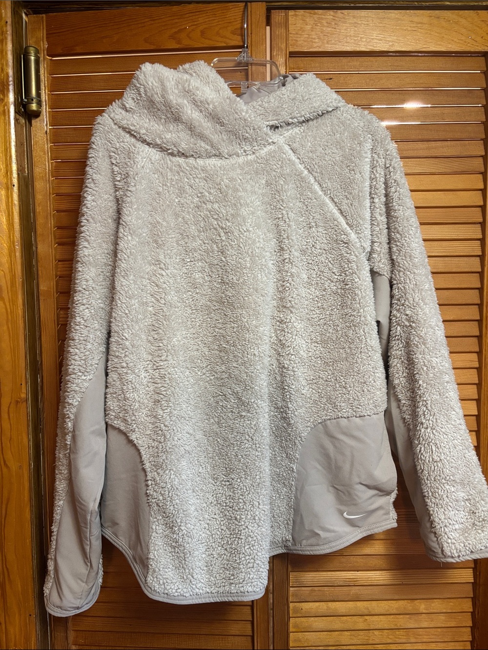 Nike Light Beige Sherpa Hoodie Pullover